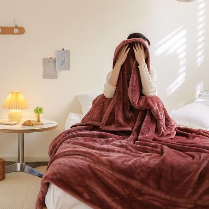 寐眠 2022新款法莱绒毛毯 砖红