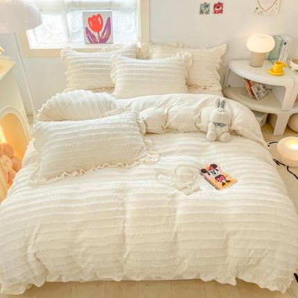91家纺网 家纺一手货源 找家纺 金爱家 2023新款流苏牛奶绒四件套 流苏-奶白