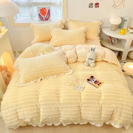 91家纺网 家纺一手货源 找家纺 （总）金爱家 2023新款流苏牛奶绒四件套