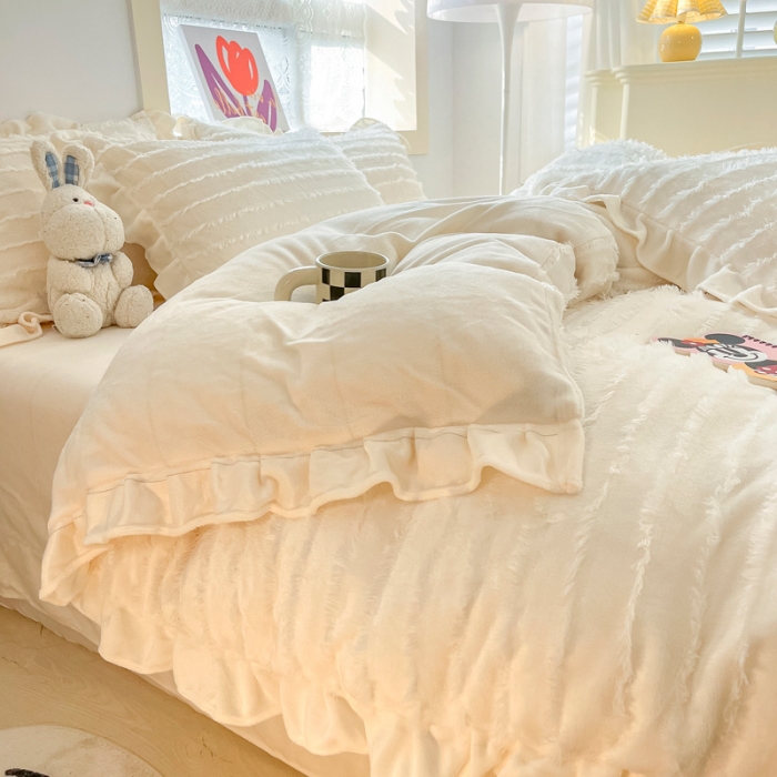 91家纺网 家纺一手货源 找家纺 （总）金爱家 2023新款流苏牛奶绒四件套