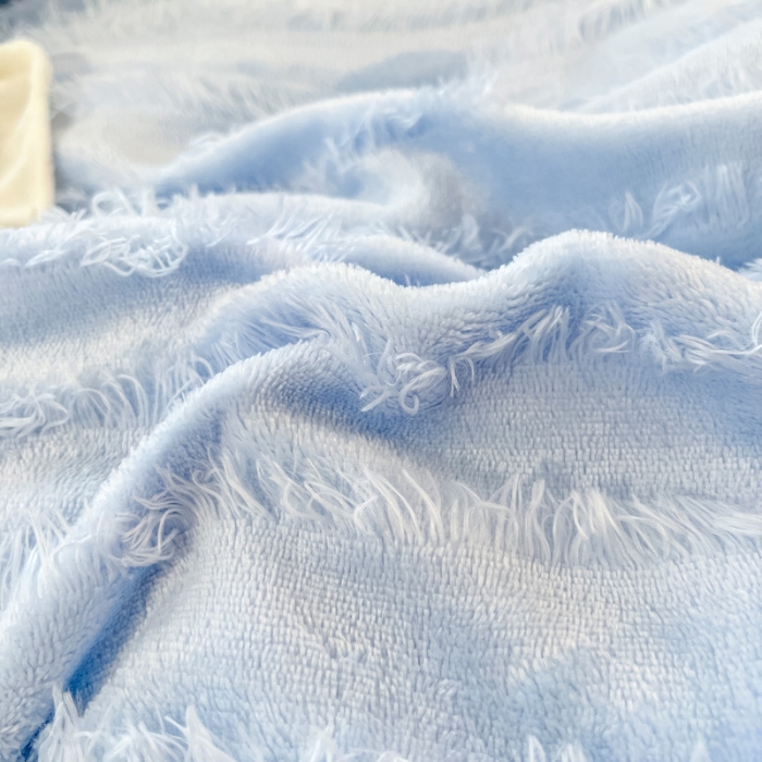 91家纺网 家纺一手货源 找家纺 金爱家 2023新款流苏牛奶绒四件套 流苏-天空蓝