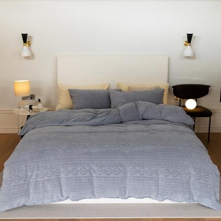 91家纺网 家纺一手货源 找家纺 （总）寐眠 2022新款牛奶绒剪花四件套纯色床单床笠款三件套