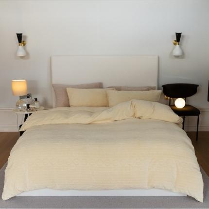 91家纺网 家纺一手货源 找家纺 （总）寐眠 2022新款牛奶绒剪花四件套纯色床单床笠款三件套