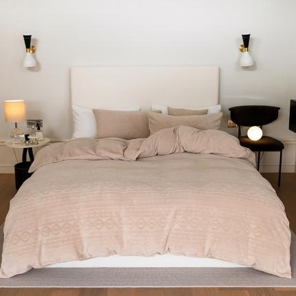 91家纺网 家纺一手货源 找家纺 （总）寐眠 2022新款牛奶绒剪花四件套纯色床单床笠款三件套