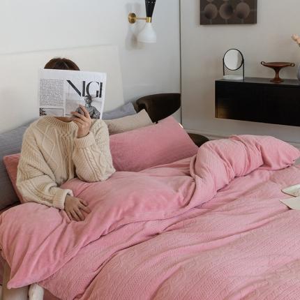 寐眠 2022新款牛奶绒剪花四件套 蔷薇粉