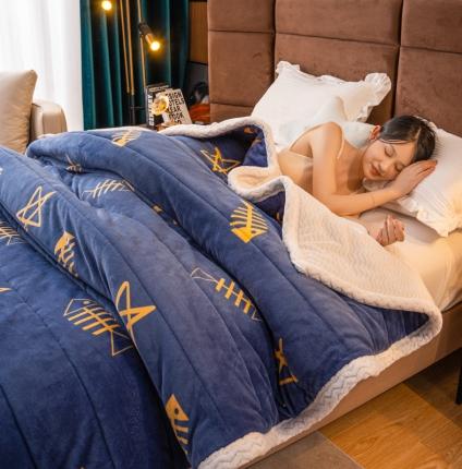 91家纺网 家纺一手货源 找家纺 美莱家纺 2022新款牛奶绒贝贝绒夹棉加厚三层毛毯盖毯午睡毯 渔趣