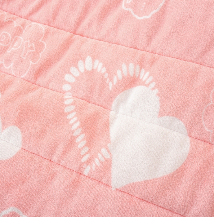 91家纺网 家纺一手货源 找家纺 美莱家纺 2022新款牛奶绒贝贝绒夹棉加厚三层毛毯盖毯午睡毯 粉心小熊