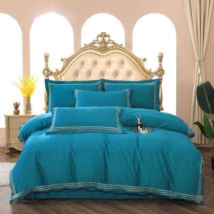 91家纺网 家纺一手货源 找家纺 浩情国际 2026新款120支高端加厚磨毛四件套 北欧生活-宝石蓝