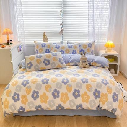 91家纺网 家纺一手货源 找家纺 （总）好阁 2022新款小清新企鹅绒四件套直播爆款