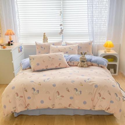 好阁 2022新款小清新企鹅绒四件套直播爆款 独角兽粉