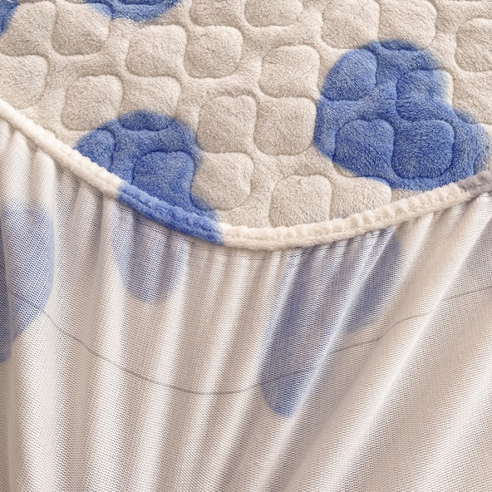 91家纺网 家纺一手货源 找家纺 澳梵家居 2022新款牛奶绒花边床笠三件套 爱心蝴蝶结