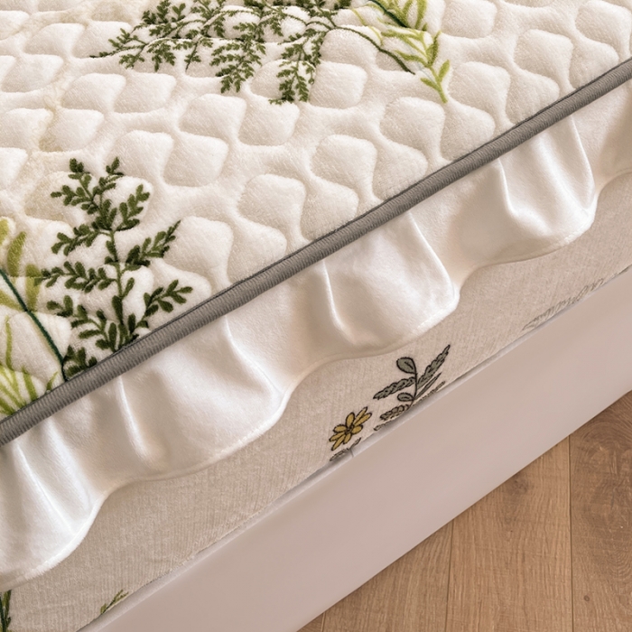 91家纺网 家纺一手货源 找家纺 澳梵家居 2022新款牛奶绒花边床笠三件套 仙草