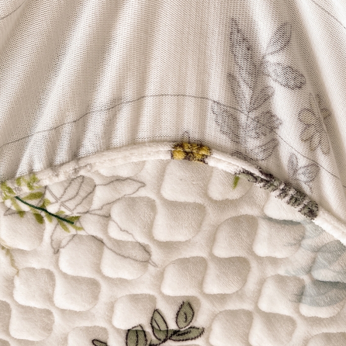 91家纺网 家纺一手货源 找家纺 澳梵家居 2022新款牛奶绒花边床笠三件套 仙草