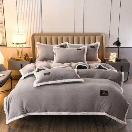 91家纺网 家纺一手货源 找家纺 （总）澳洲羽2024新款防静电高克重纯色丝滑宽边牛奶绒四件套