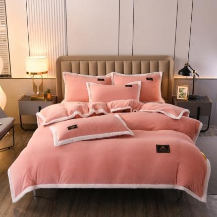 91家纺网 家纺一手货源 找家纺 （总）澳洲羽2024新款防静电高克重纯色丝滑宽边牛奶绒四件套