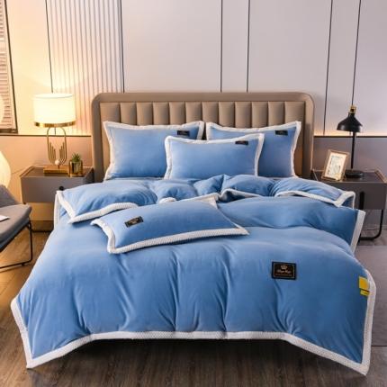 91家纺网 家纺一手货源 找家纺 （总）澳洲羽2024新款防静电高克重纯色丝滑宽边牛奶绒四件套