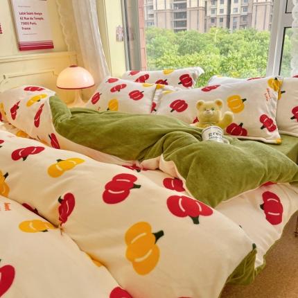 91家纺网 家纺一手货源 找家纺 （总）花伞 2024新款加厚牛奶绒保暖四件套