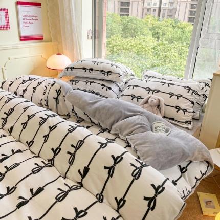 91家纺网 家纺一手货源 找家纺 （总）花伞 2024新款加厚牛奶绒保暖四件套