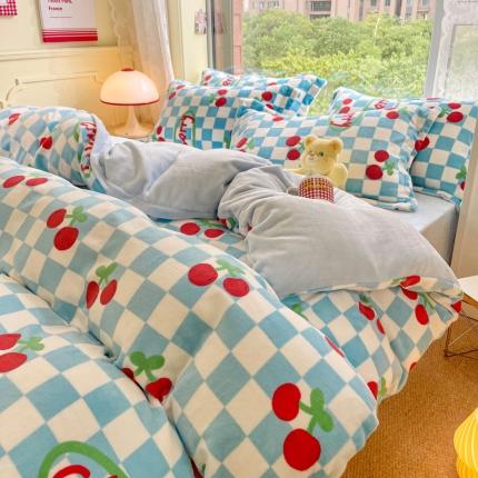 91家纺网 家纺一手货源 找家纺 （总）花伞 2024新款加厚牛奶绒保暖四件套