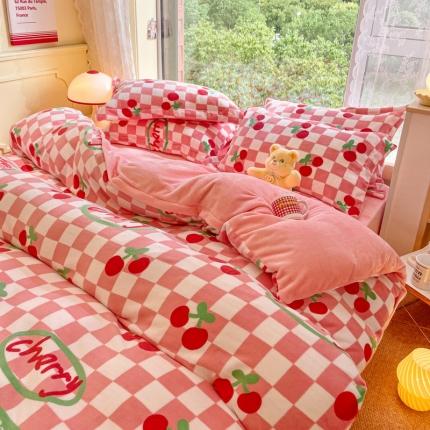 91家纺网 家纺一手货源 找家纺 （总）花伞 2024新款加厚牛奶绒保暖四件套