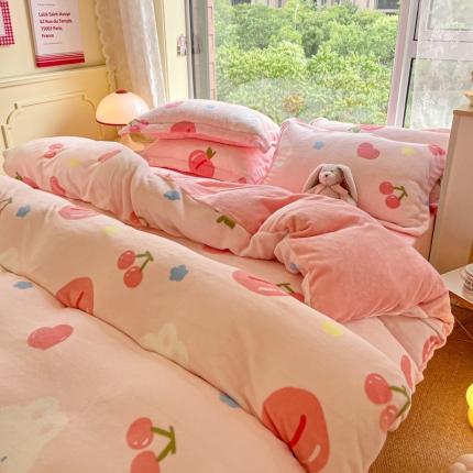 91家纺网 家纺一手货源 找家纺 （总）花伞 2024新款加厚牛奶绒保暖四件套