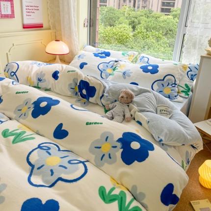 91家纺网 家纺一手货源 找家纺 （总）花伞 2024新款加厚牛奶绒保暖四件套