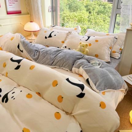 91家纺网 家纺一手货源 找家纺 （总）花伞 2024新款加厚牛奶绒保暖四件套