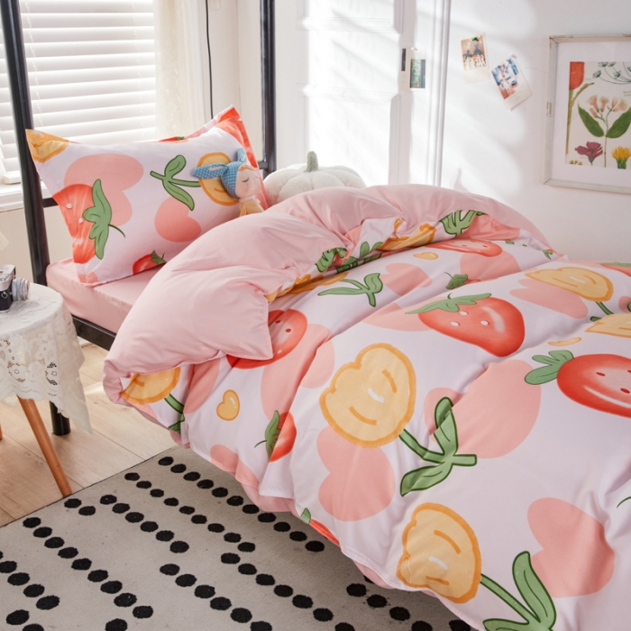 91家纺网 家纺一手货源 找家纺 乐居坊 2022新款芦荟棉上下铺学生床三件套四件套 草莓奇遇