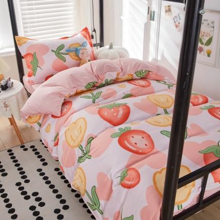 乐居坊 2022新款芦荟棉上下铺学生床三件套四件套 草莓奇遇