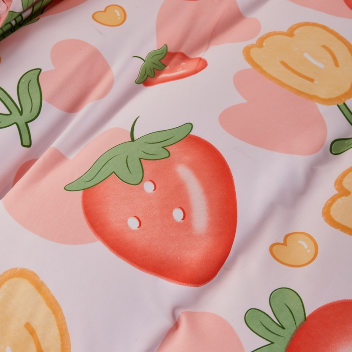 91家纺网 家纺一手货源 找家纺 乐居坊 2022新款芦荟棉上下铺学生床三件套四件套 草莓奇遇