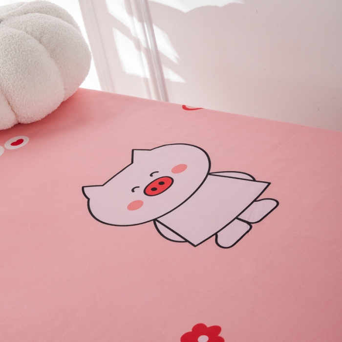 91家纺网 家纺一手货源 找家纺 乐居坊 2022新款芦荟棉上下铺学生床三件套四件套 粉粉猪