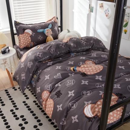 乐居坊 2022新款芦荟棉上下铺学生床三件套四件套 富贵熊