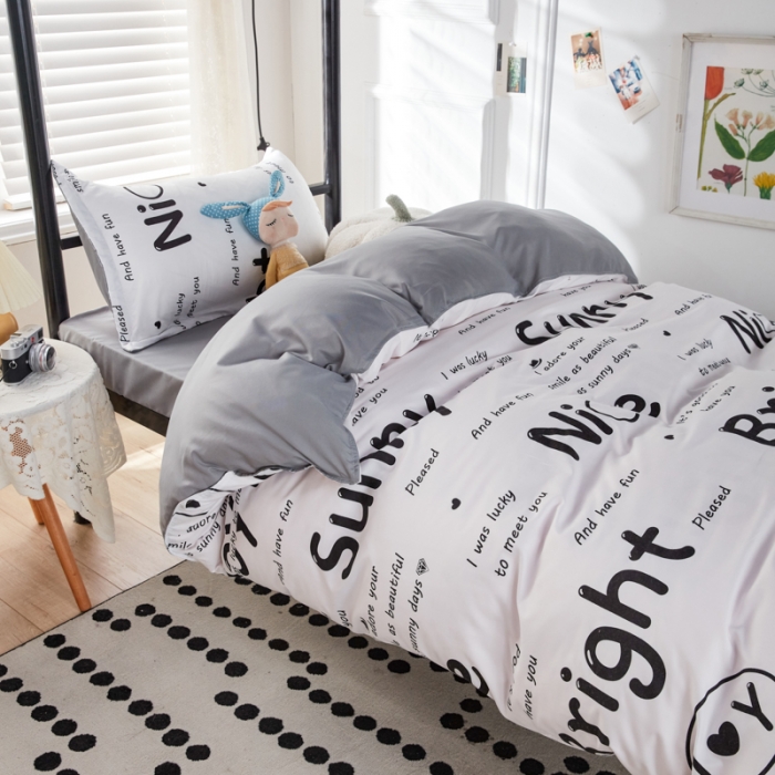 91家纺网 家纺一手货源 找家纺 乐居坊 2022新款芦荟棉上下铺学生床三件套四件套 快乐画报