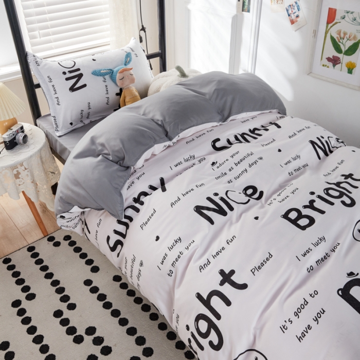 91家纺网 家纺一手货源 找家纺 乐居坊 2022新款芦荟棉上下铺学生床三件套四件套 快乐画报