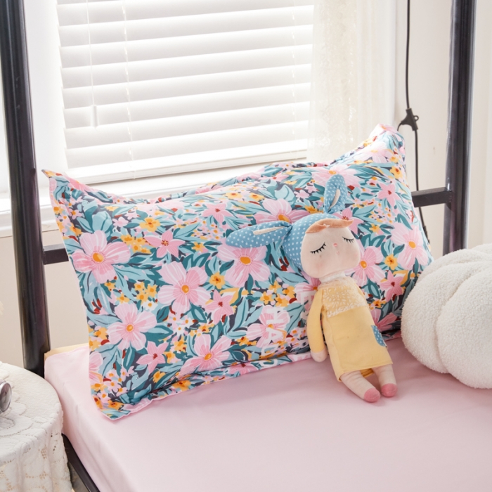 91家纺网 家纺一手货源 找家纺 乐居坊 2022新款芦荟棉上下铺学生床三件套四件套 清新少女