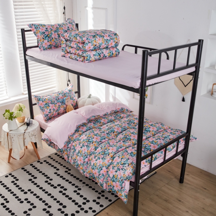 91家纺网 家纺一手货源 找家纺 乐居坊 2022新款芦荟棉上下铺学生床三件套四件套 清新少女