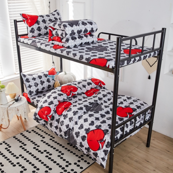 91家纺网 家纺一手货源 找家纺 乐居坊 2022新款芦荟棉上下铺学生床三件套四件套 国王皇后