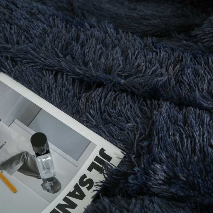 91家纺网 家纺一手货源 找家纺 邦妮家纺 2024新款云貂绒纯色四件套 宝蓝