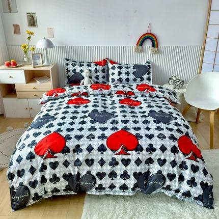 91家纺网 家纺一手货源 找家纺 乐居坊 2022新款芦荟棉印花四件套 国王皇后