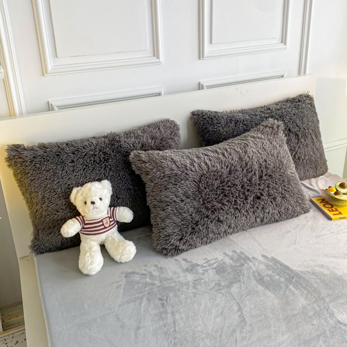 91家纺网 家纺一手货源 找家纺 邦妮家纺 2024新款云貂绒纯色四件套 灰色