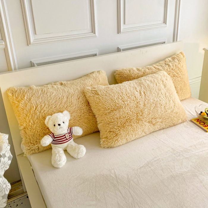 91家纺网 家纺一手货源 找家纺 邦妮家纺 2024新款云貂绒纯色四件套 卡其