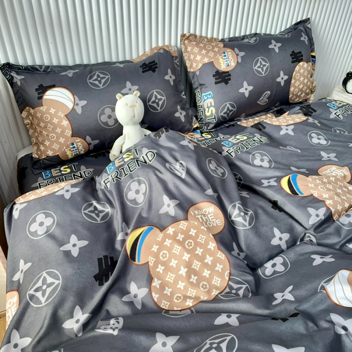 91家纺网 家纺一手货源 找家纺 乐居坊 2022新款芦荟棉印花四件套 富贵熊