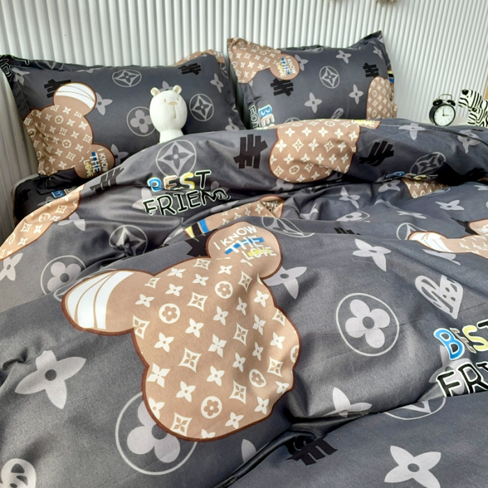 91家纺网 家纺一手货源 找家纺 乐居坊 2022新款芦荟棉印花四件套 富贵熊