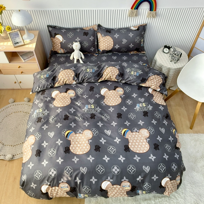 91家纺网 家纺一手货源 找家纺 乐居坊 2022新款芦荟棉印花四件套 富贵熊