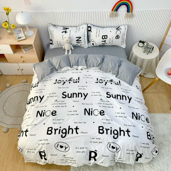 91家纺网 家纺一手货源 找家纺 乐居坊 2022新款芦荟棉印花四件套 快乐画报