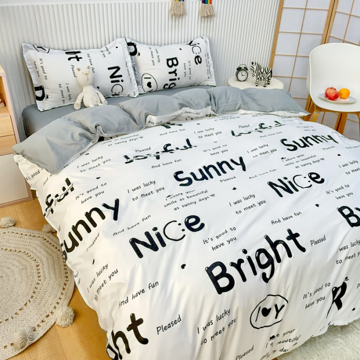 91家纺网 家纺一手货源 找家纺 乐居坊 2022新款芦荟棉印花四件套 快乐画报