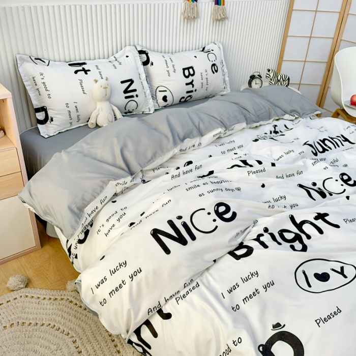 91家纺网 家纺一手货源 找家纺 乐居坊 2022新款芦荟棉印花四件套 快乐画报