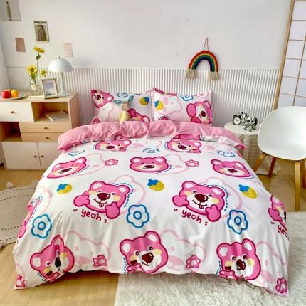 乐居坊 2022新款芦荟棉印花四件套 快乐熊