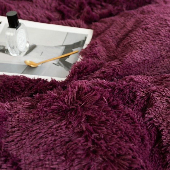 91家纺网 家纺一手货源 找家纺 邦妮家纺 2024新款云貂绒纯色四件套 枣红