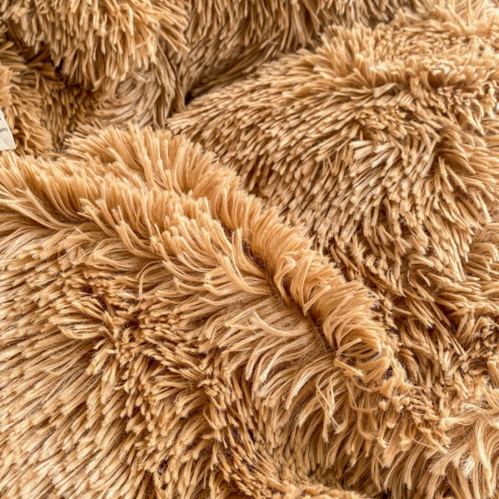 91家纺网 家纺一手货源 找家纺 邦妮家纺 2024新款云貂绒纯色四件套 棕色